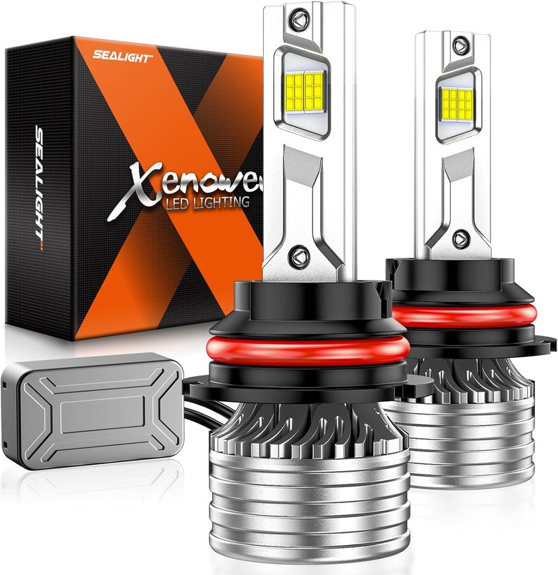 SEALIGHT 9007/HB5 لمبات، X4I 9007/HB5 لمبة ضوء أمامي ضبابية مع حلقة قفل قابلة للتعديل، مروحة تبريد، 70,000LM سطوع فائق، توصيل وتشغيل، ضوء ضباب، عبوة من 2 - Image 1